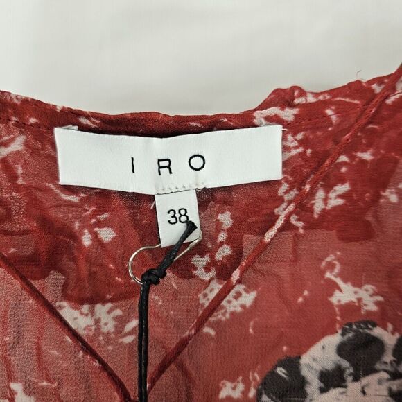 IRO Venecia Top M 38 Women's Casual Summer Printed Long Sleeves Ruffle Size 6 - Picture 6 of 9